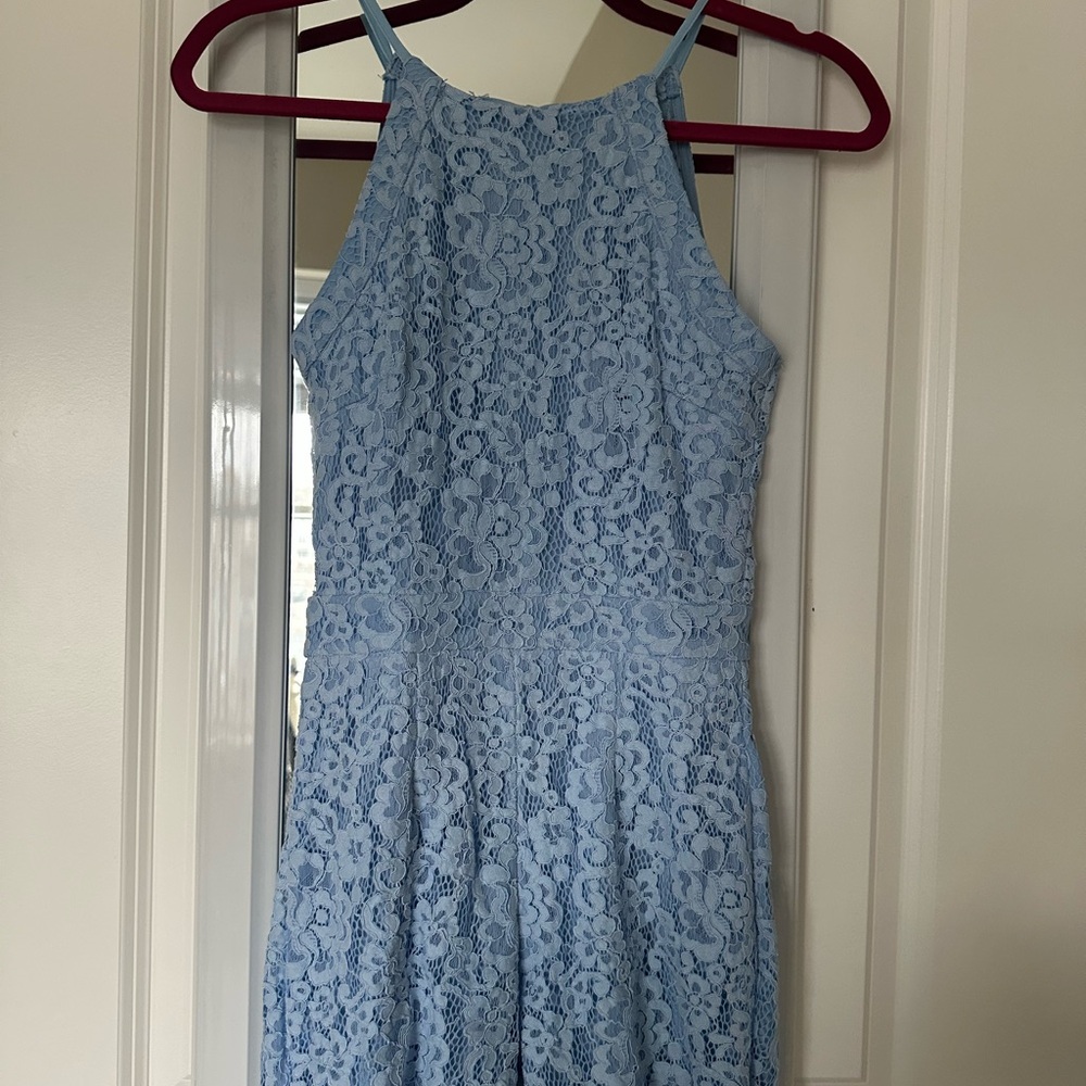 Aqua Light Blue Lace Romper